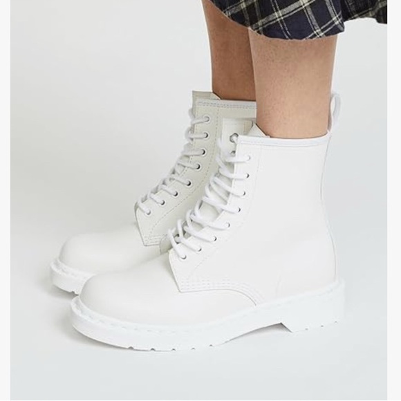 Dr. Martens Shoes - Dr. Marten's 1460 Pascal Mono Lace Up Boots White